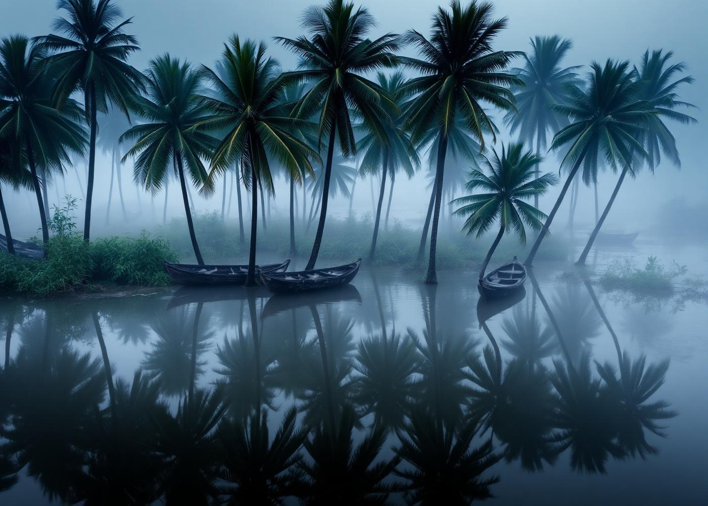 Kerala backwaters at dawn